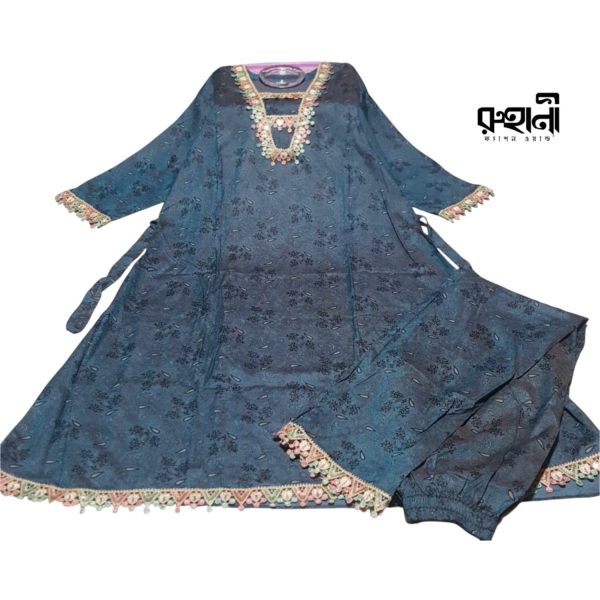 মিক্সড কটন গোল জামা টু পিস ড্রেস | Mixed Cotton Two Piece Dress