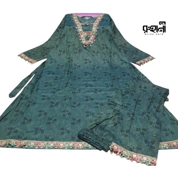 মিক্সড কটন গোল জামা টু পিস ড্রেস | Mixed Cotton Two Piece Dress