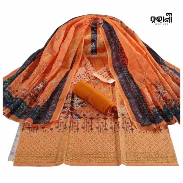 সিল্ক কাতান থ্রীপিস - Exclusive Silk Katan Three Piece