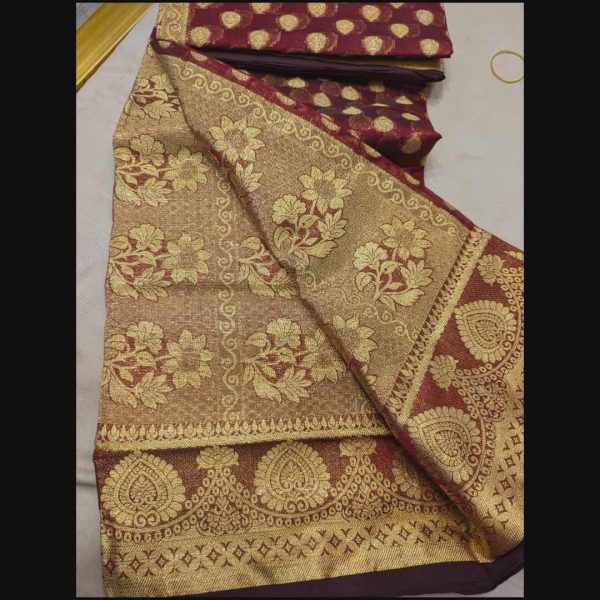 লাল মেরুন কালার টাঙ্গাইল শাড়ি - Merun Colour Tangail Saree